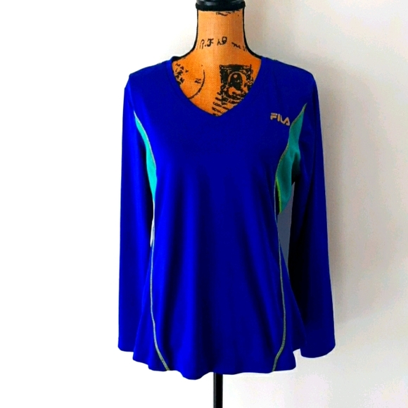 Fila Tops - FILA Blue Athletic Workout Long Sleeve Top